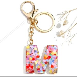 NEW! Resin Letter "M" Initial Keychain Purse Charm w/ Double Tassel ~ 🎒, Bag